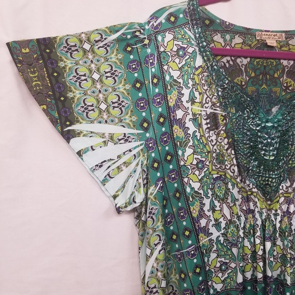 π’ SALE Energe World Wear Flutter Sleeve Lace Detail Womens Plus 3X Like New - Picture 3 of 9